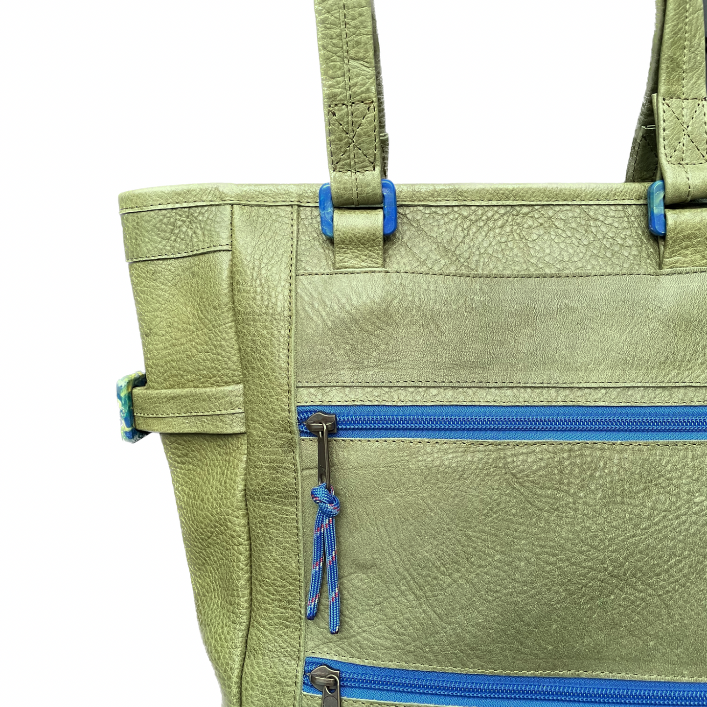 Pistachio Green Repurposed Leather Convertible Tote Backpack