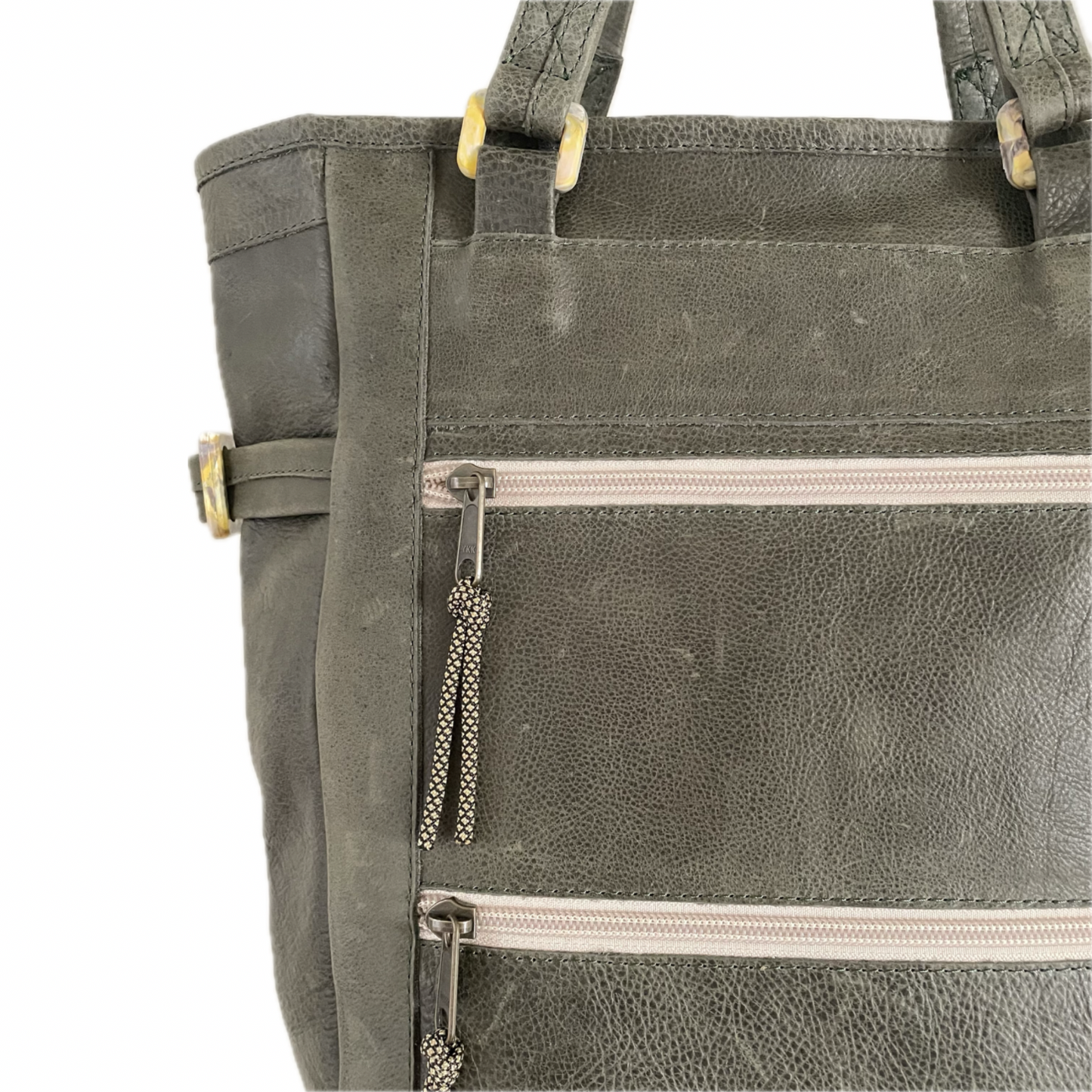 Ventura Olive Green Repurposed Leather Tote Backpack
