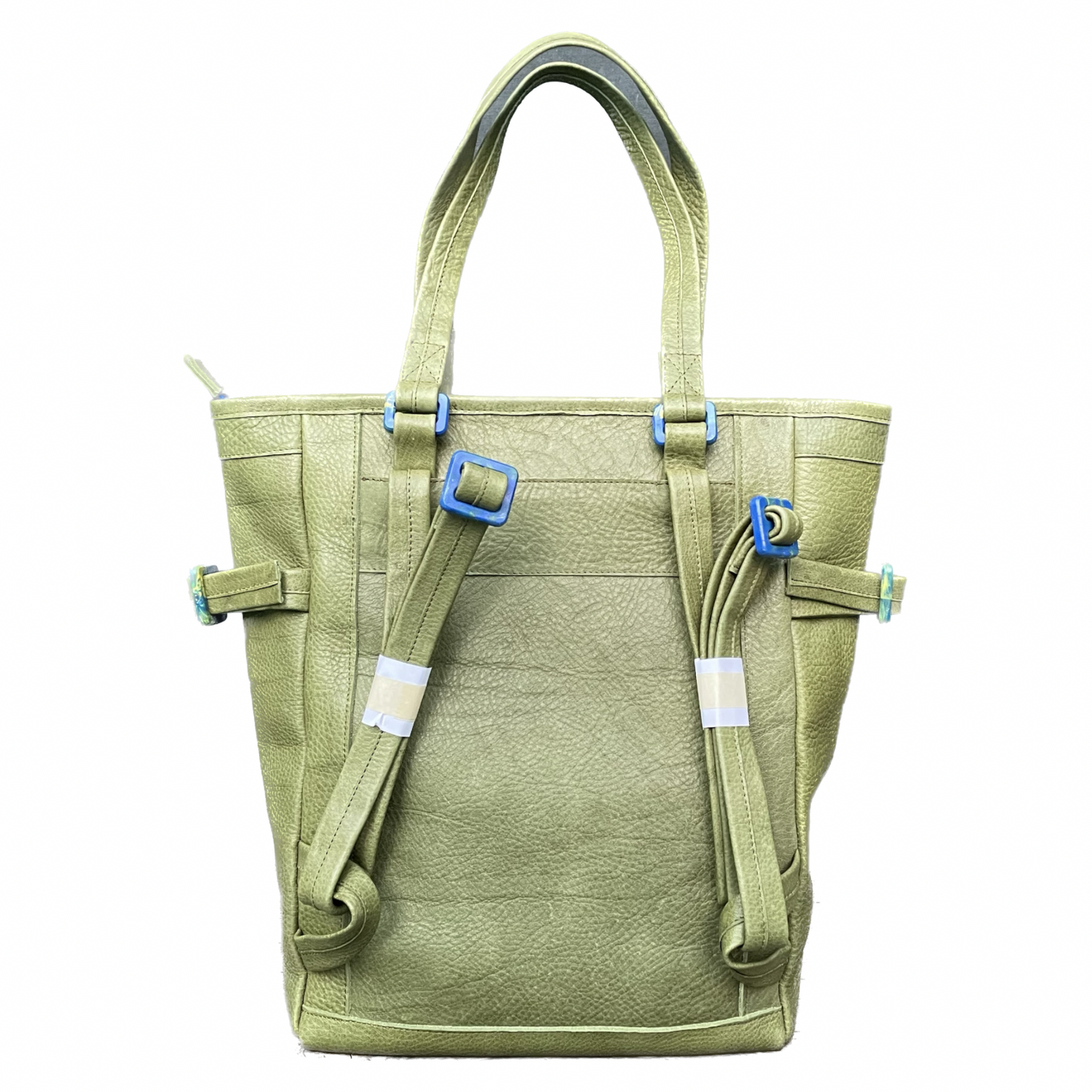 Pistachio Green Repurposed Leather Convertible Tote Backpack
