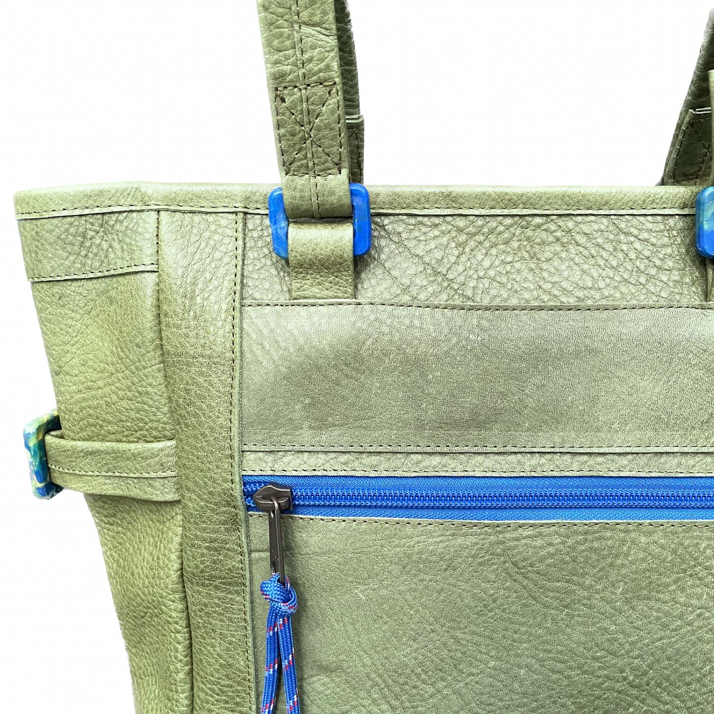 Pistachio Green Repurposed Leather Convertible Tote Backpack