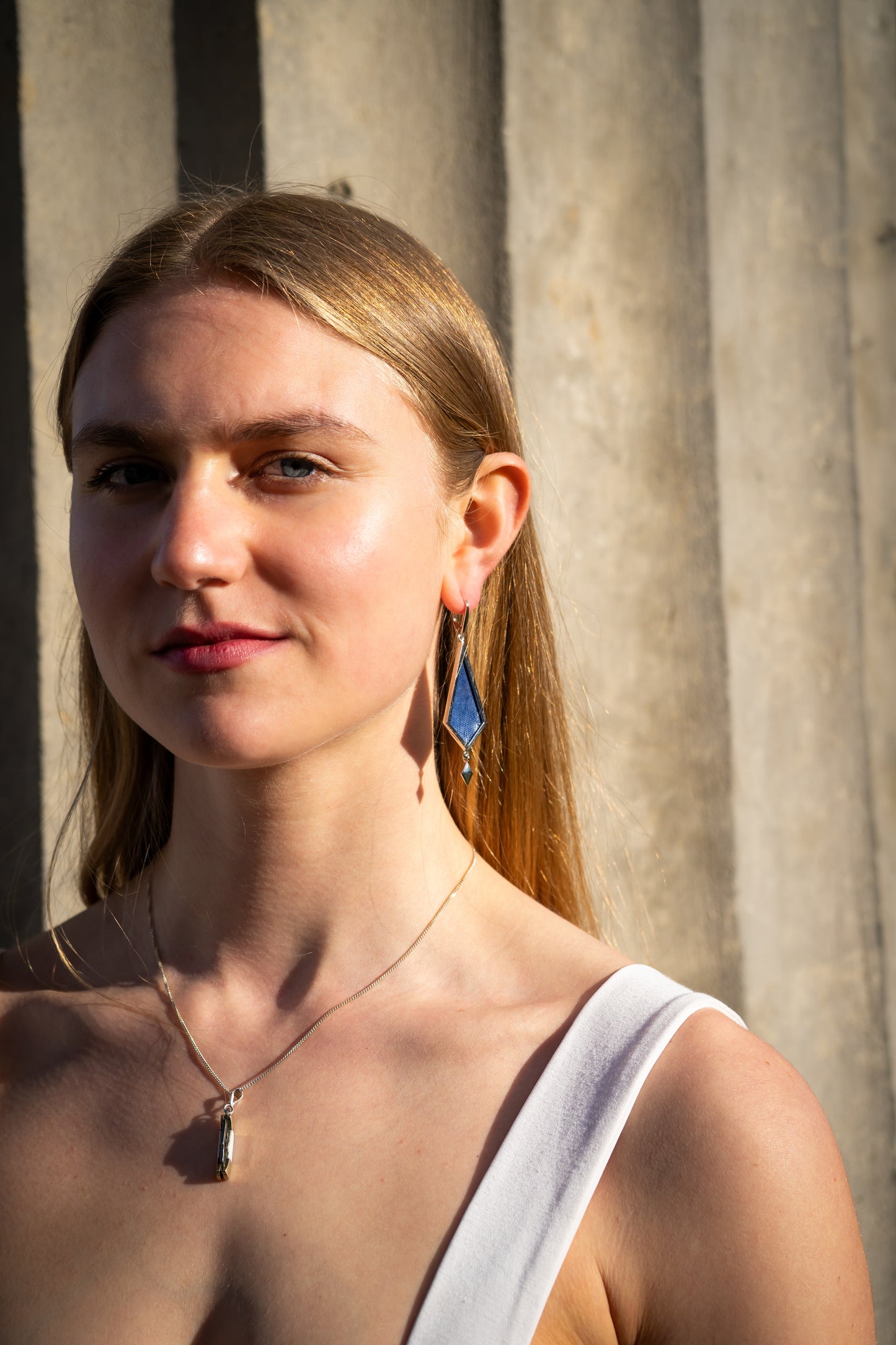 Sovereign Blue Pyramid Earrings Sterling Silver