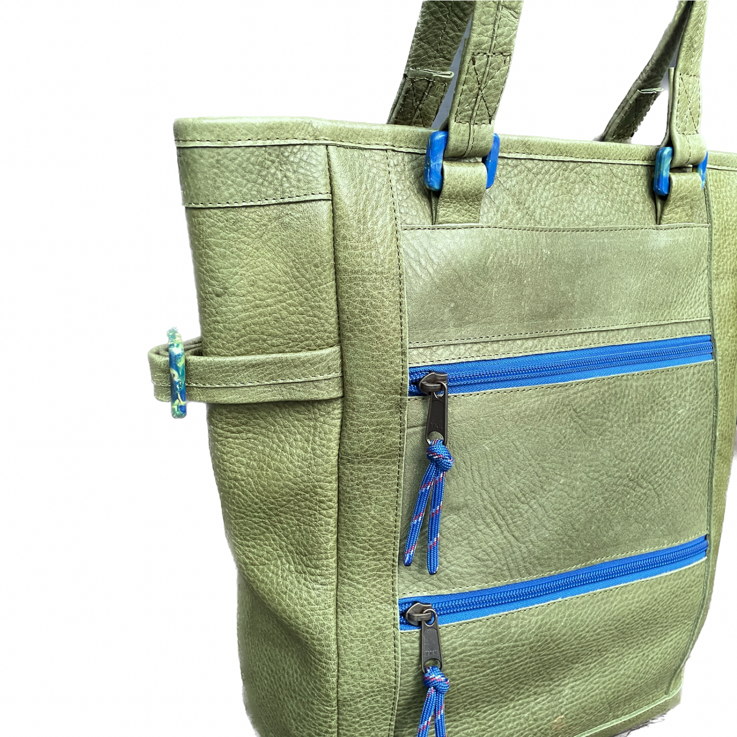 Pistachio Green Repurposed Leather Convertible Tote Backpack
