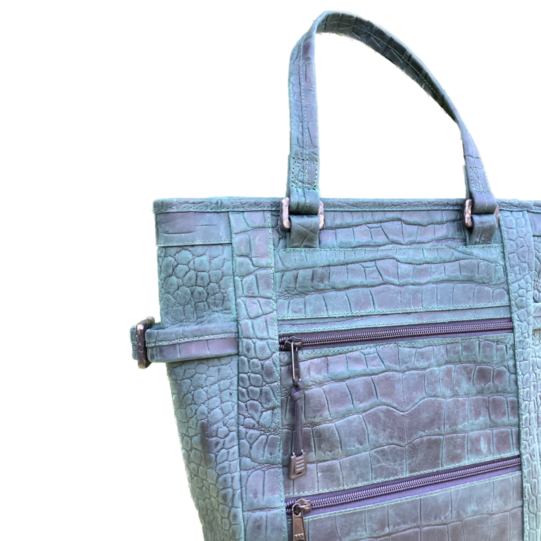 Deep Green Aventurine Green Repurposed Leather Convertible Tote Backpack