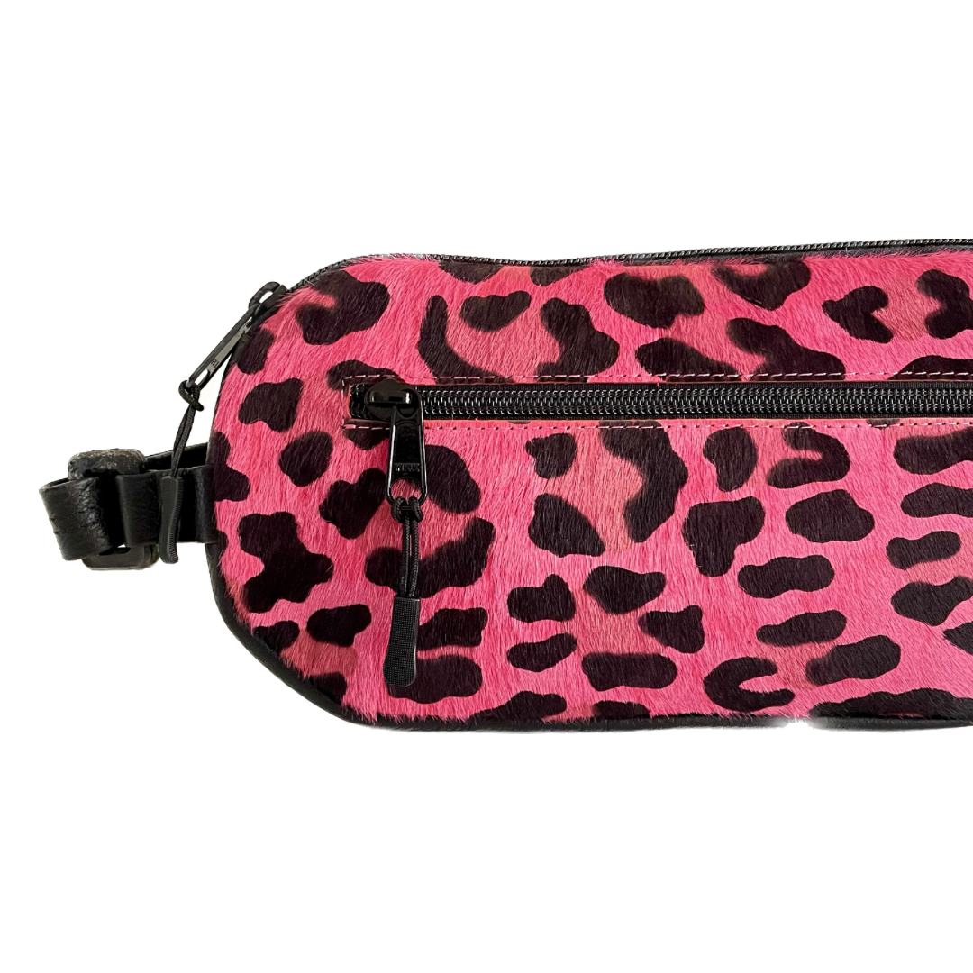 Cherry Jaguar Black Repurposed Leather & Recycled Plastic Banana Bag