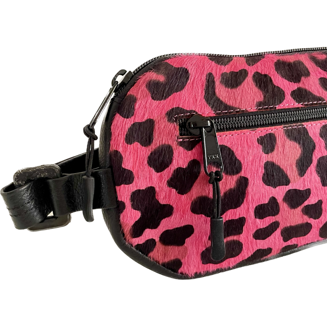 Cherry Jaguar Black Repurposed Leather & Recycled Plastic Banana Bag