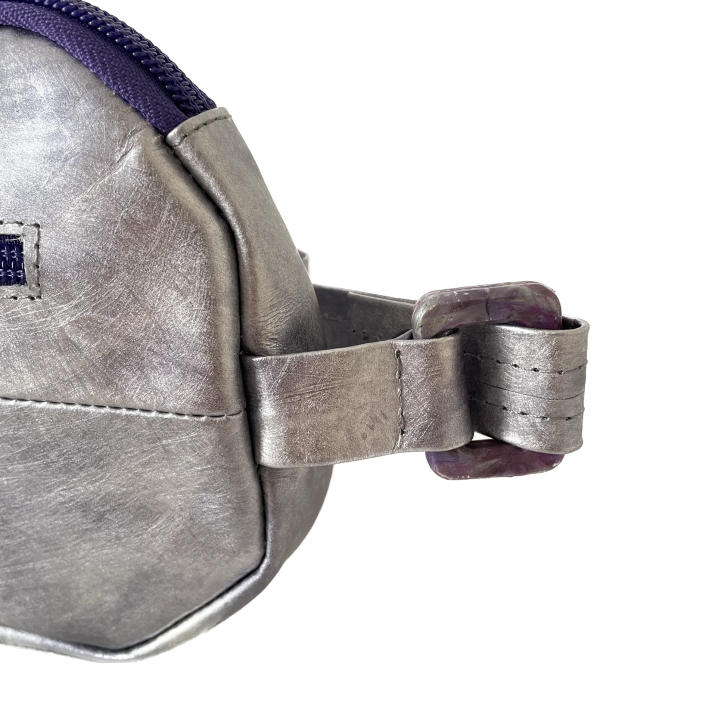 Nebula Silver Repurposed Leather Recycled Plastic Banana Crossbody Bag