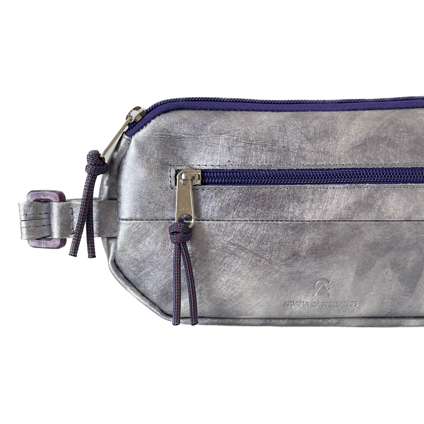 Nebula Silver Repurposed Leather Recycled Plastic Banana Crossbody Bag