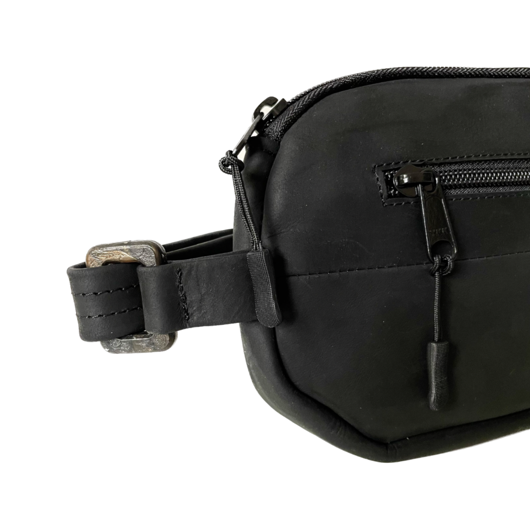 Dark Desire Repurposed Leather Banana Crossbody Bag
