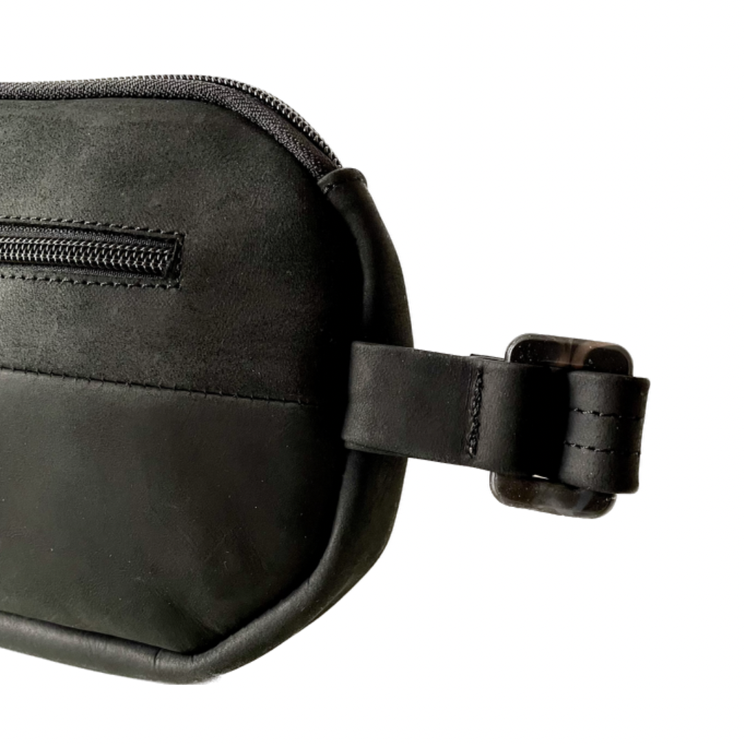 Dark Desire Repurposed Leather Banana Crossbody Bag