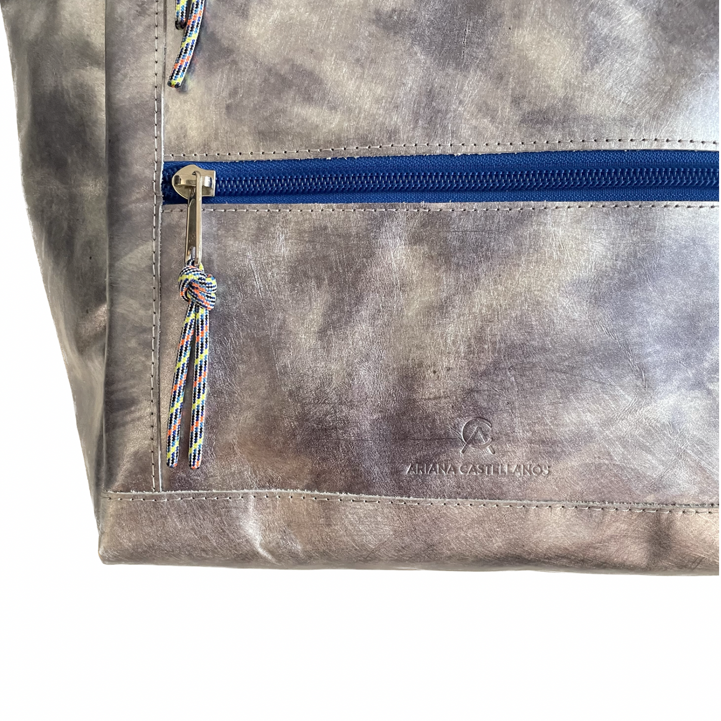 Space Odyssey Silver Repurposed Leather Tote Backpack