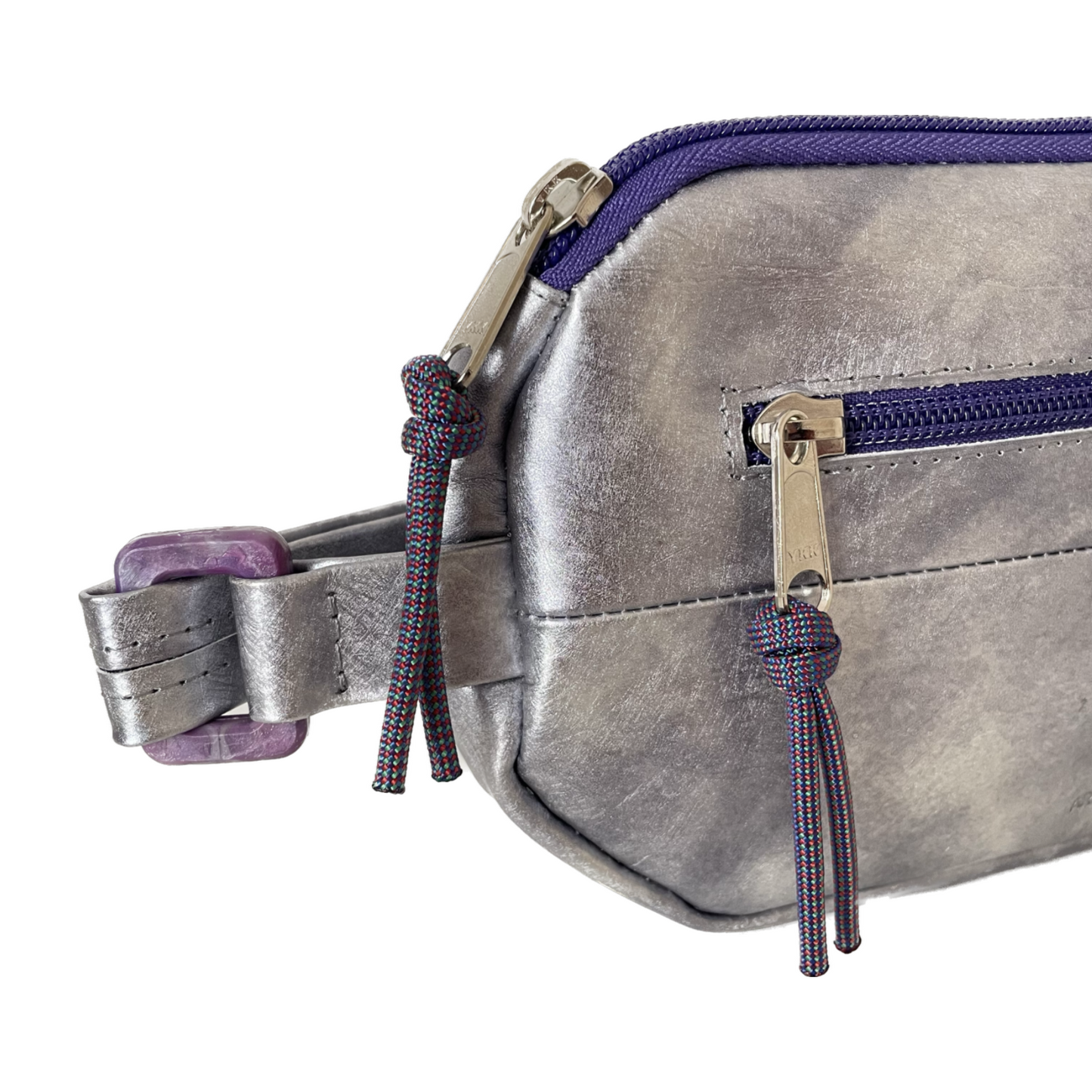 Nebula Silver Repurposed Leather Recycled Plastic Banana Crossbody Bag
