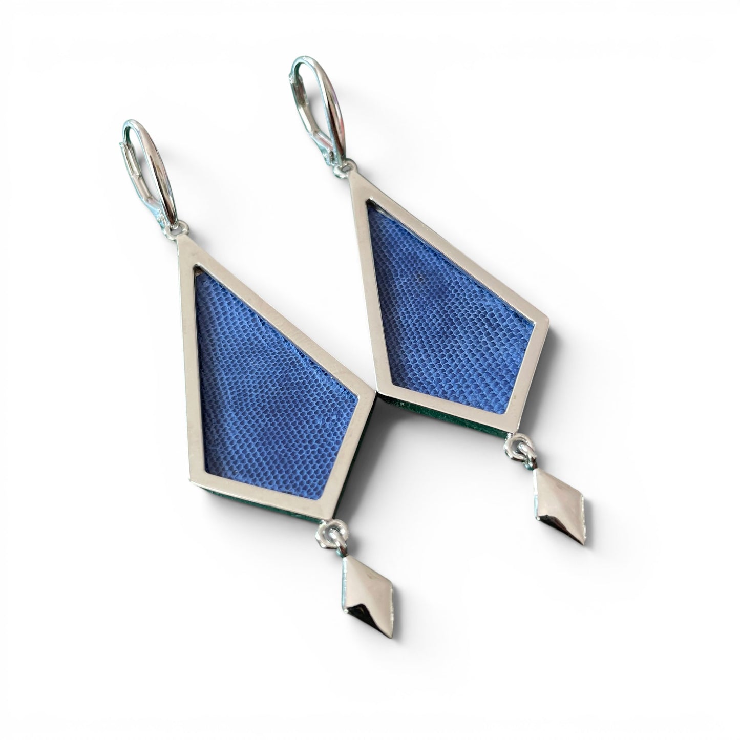 Sovereign Blue Pyramid Earrings Sterling Silver
