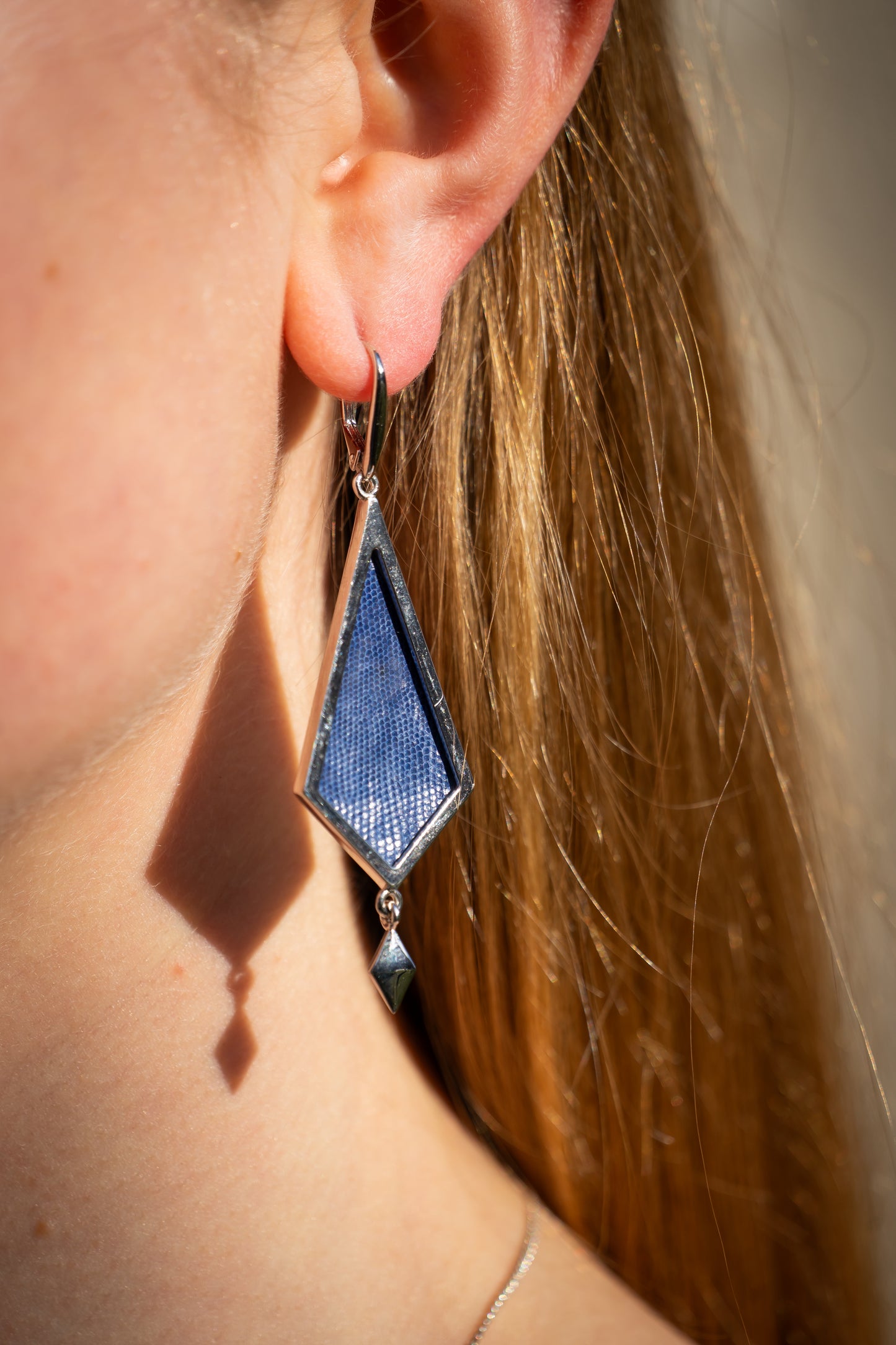 Sovereign Blue Pyramid Earrings Sterling Silver