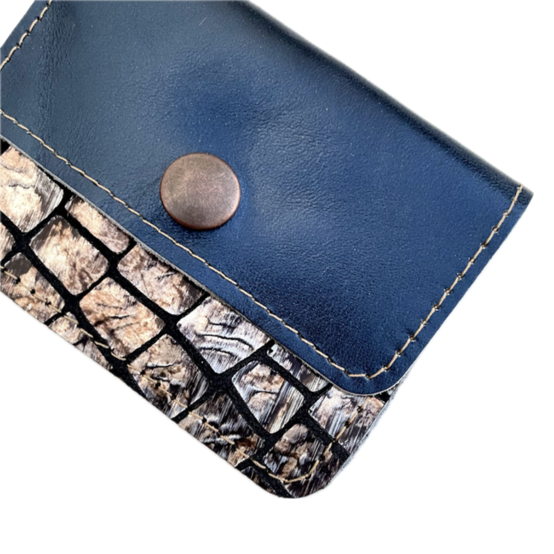 Abalone Blue Repurposed Leather Coinpurse Cardholder