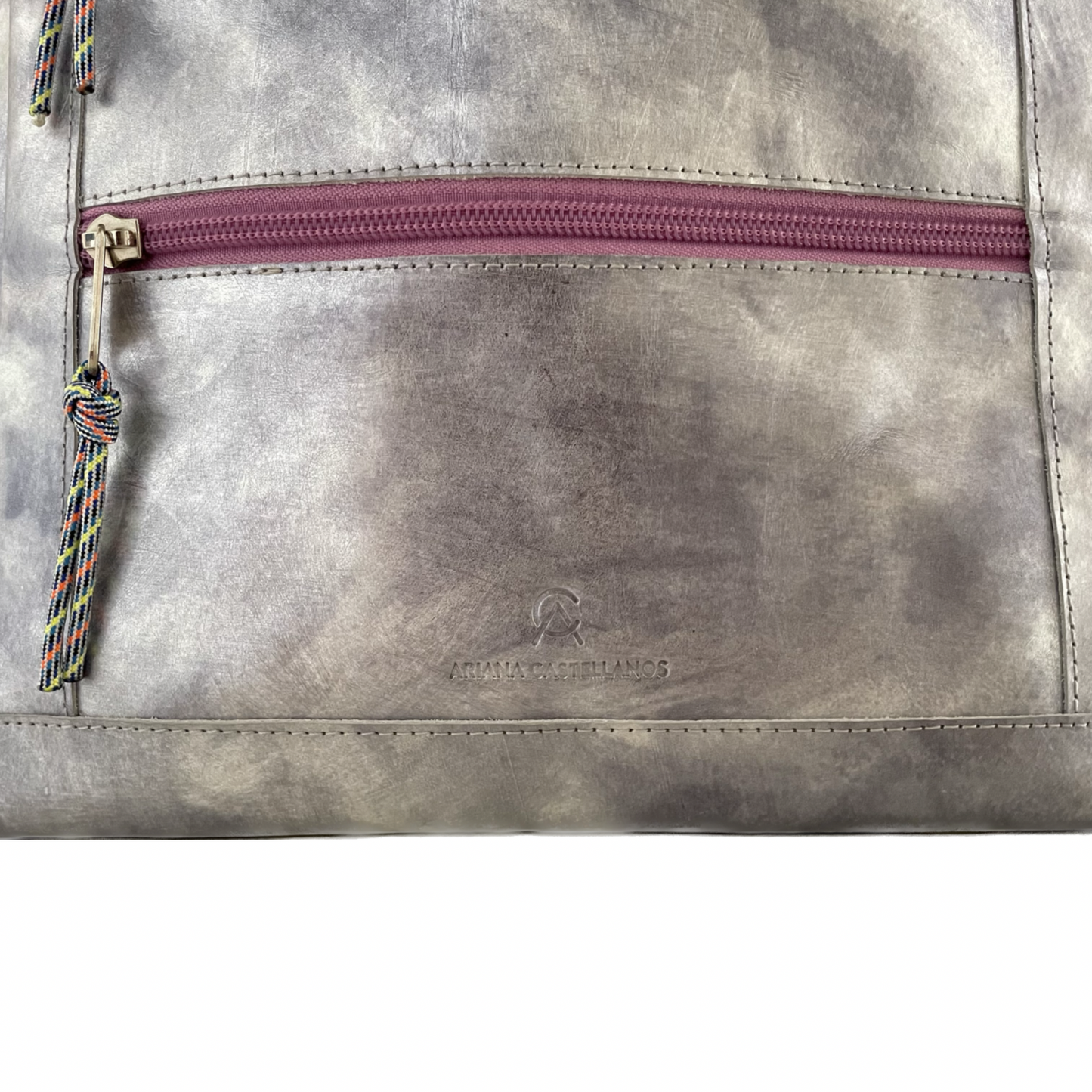 Barbarella Silver Repurposed Leather Tote Backpack Laptop Bag